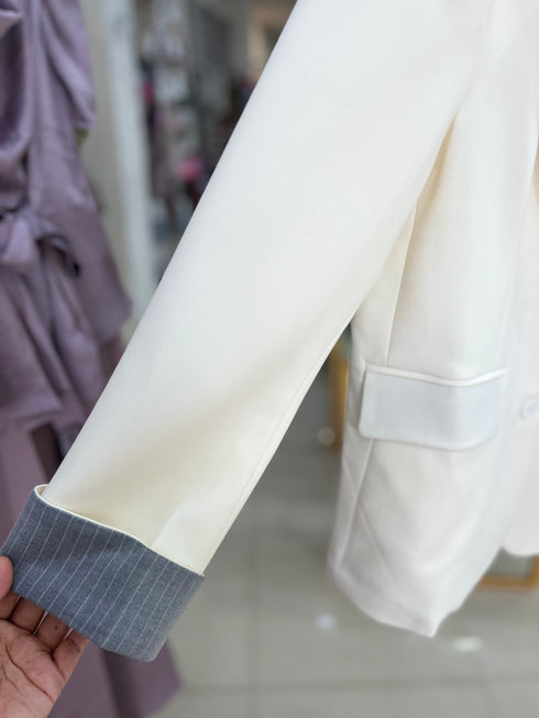 Single Breasted Folded Sleeves Blazer
